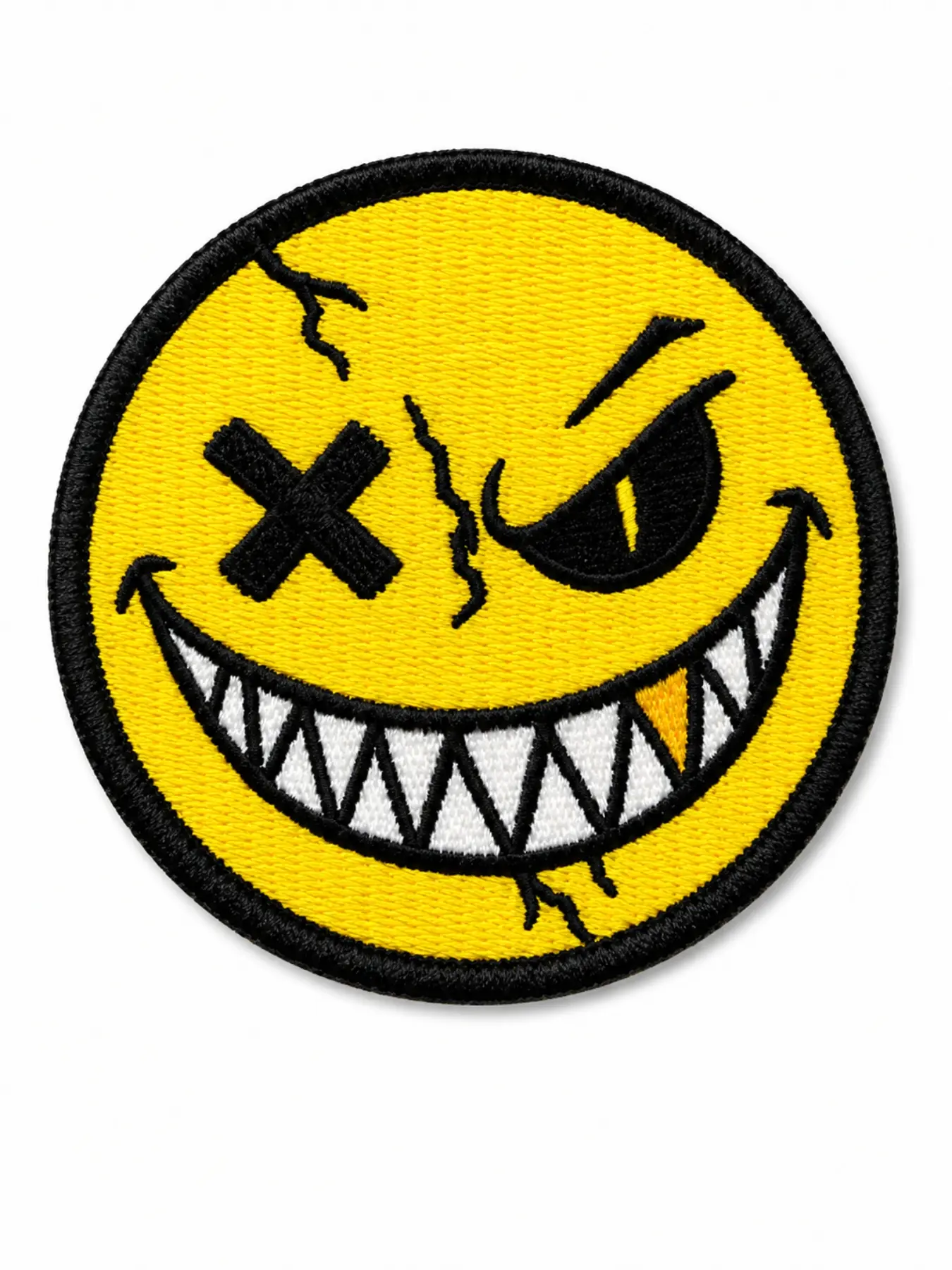 8.5cm Round Embroidered Velcro Patch, Smile Face Design, Ideal for Backpacks, Clothes, Hats, Outdoor Gear Decoration, Embroidered Patches