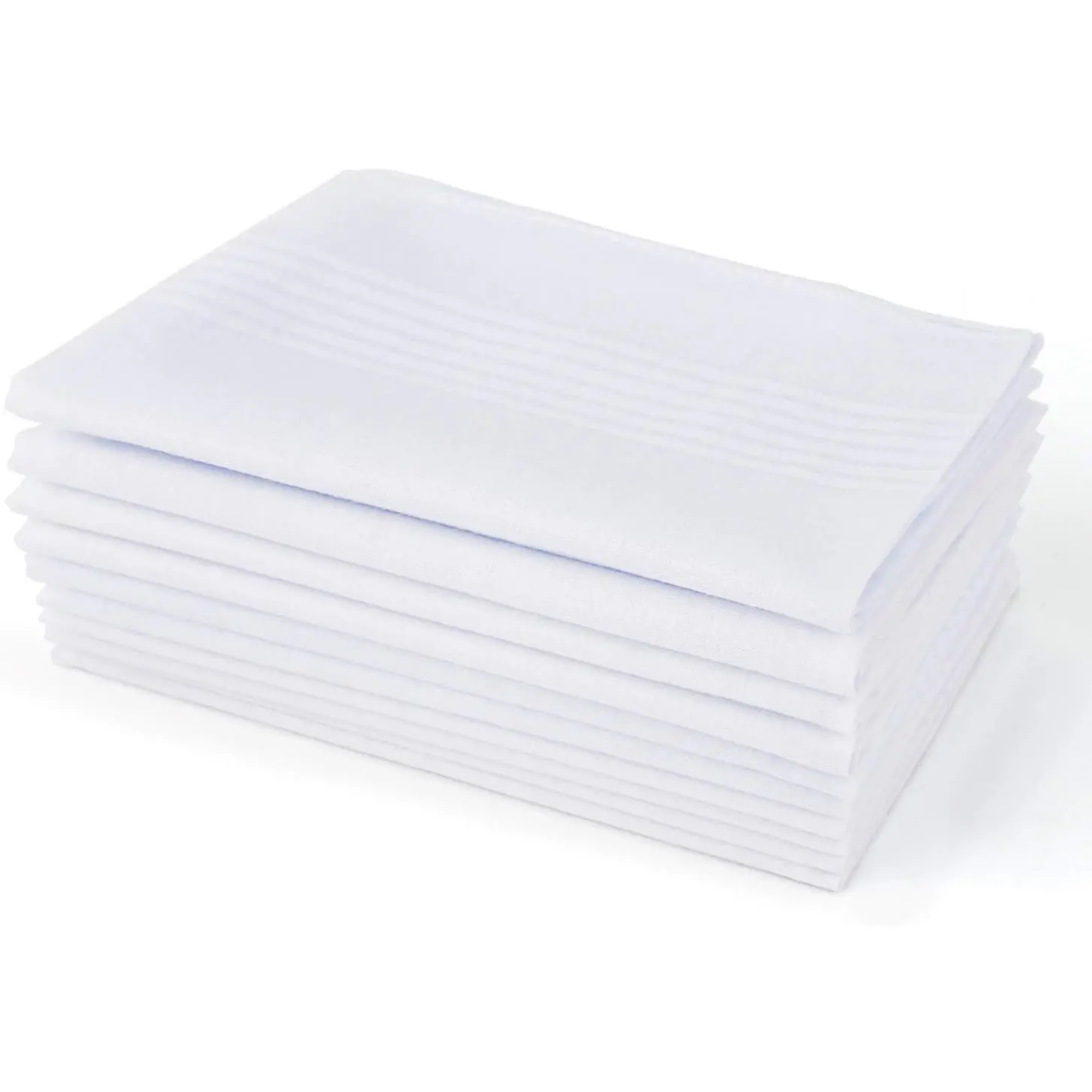 Men's 100% Cotton Handkerchiefs, Soft Sweat-Absorbing White Hankies with Seam-Lined Edges, Gift-Ready Multiple Packs