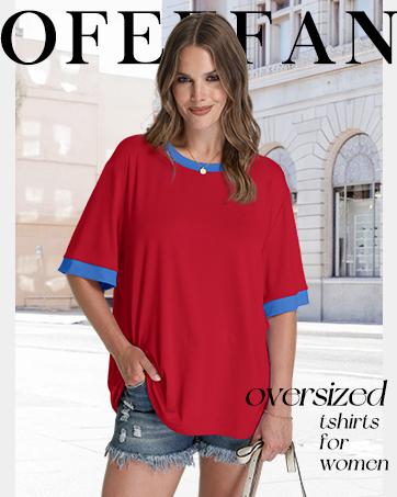 OFEEFAN Summer Tops for Women 2025 Short Sleeve Shirts Dressy Casual Crew Neck Tshirts Fashion Oversized Oversized Womenswear Crewneck SpringStatements OFEEFAN Summer Tops for Women 2025 Short Sleeve Shirts Dressy Casual Crew Neck Tshirts Fashion Oversized Oversized Womenswear Crewneck SpringStatements