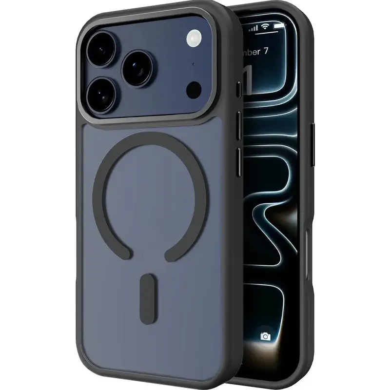 MagSafe-Compatible Translucent Matte Black Smartphone Case - Military-Grade Drop-Proof Protection Casing, Cover for iPhone 12,13,14,15,16,17,17 Air Plus,17 Pro Max
