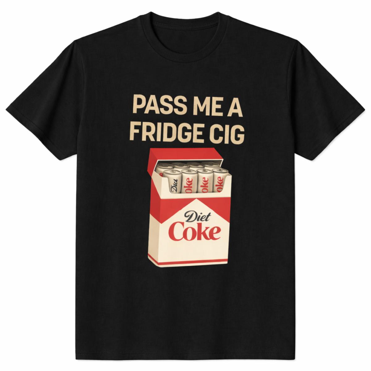 Pass Me A Fridge Cig Retro Soda Humor Graphic T-Shirt |   Comfort Colors Garment Dyed Oversized Heavy Cotton Tee |   Quirky Caffeine Addict Gift