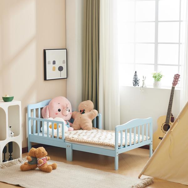 Toddler Bed with Safety Rails, Solid Wood Kids Bed Frame, Low Profile Montessori Floor Bed for Boys and Girls, 135*75*62.5cm
