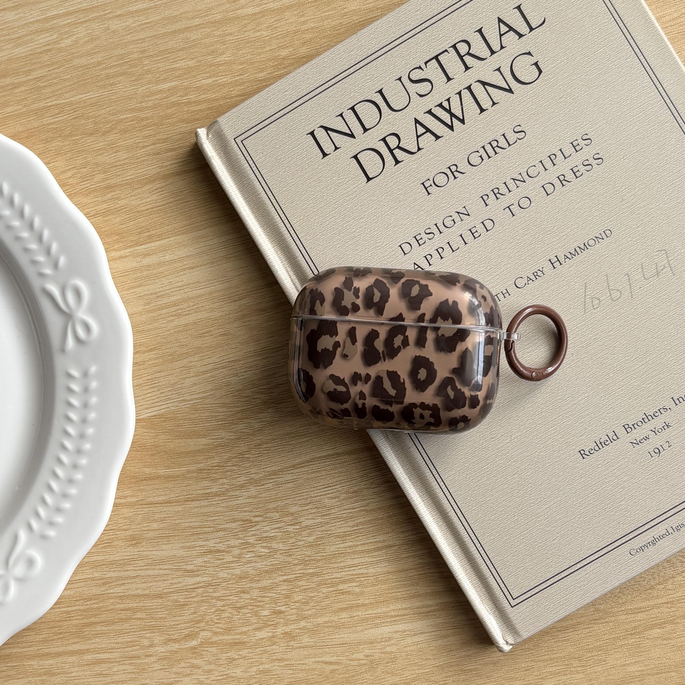 Autumn Retro Leopard Print Tiger Pattern Transparent Brown Earphone Case, Stylish Protective Cover Compatible with AirPods 1 2 3 4 Pro 2 Pro 3