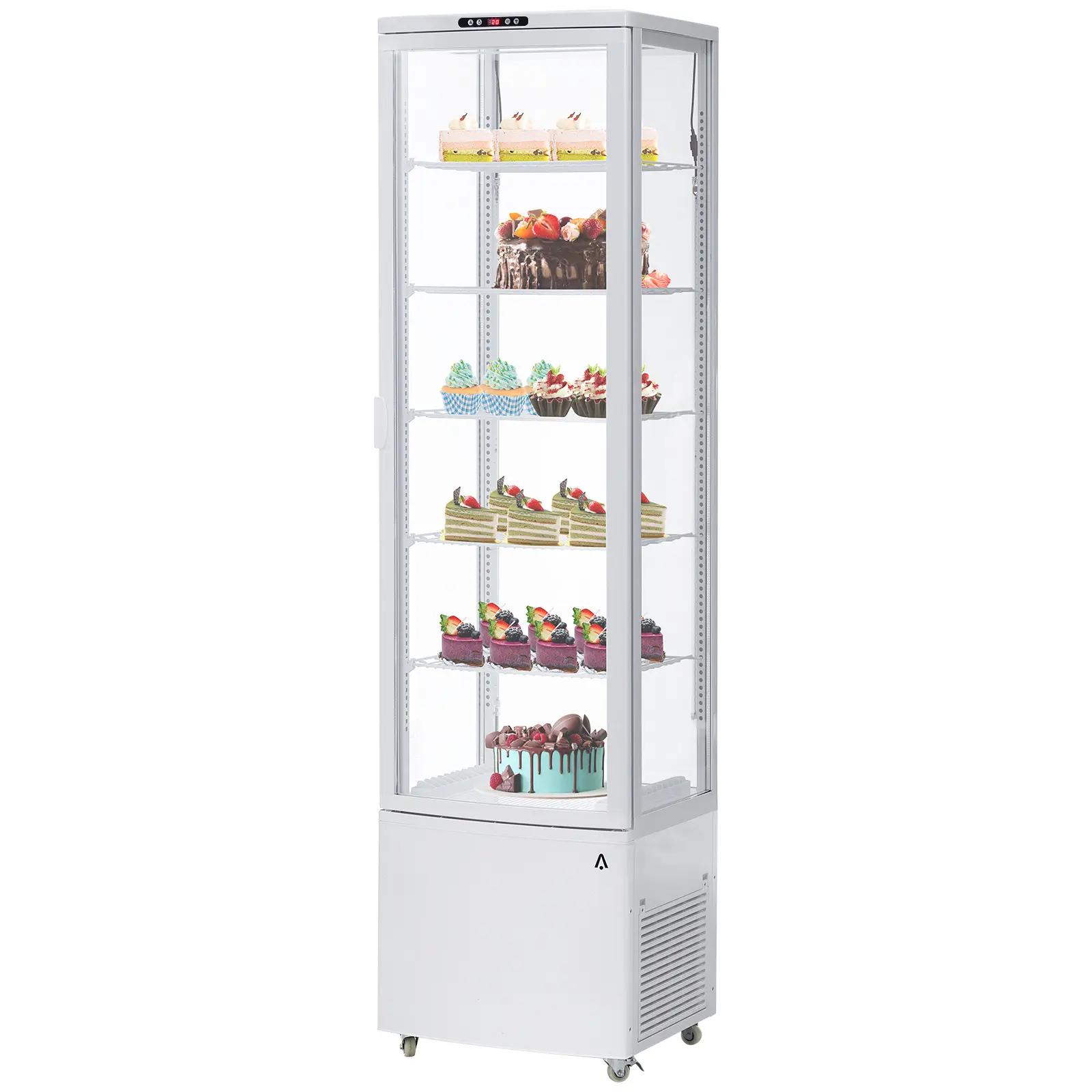 10.5 Cu.Ft Commercial Upright Display Refrigerator - Double Glass Doors - LED Lighting - Adjustable Shelves - Auto-Defrosting - Air-Cooled - Freestanding Showcase - 110V Plug - 20.5x19.1x78.3" for Restaurant, Store