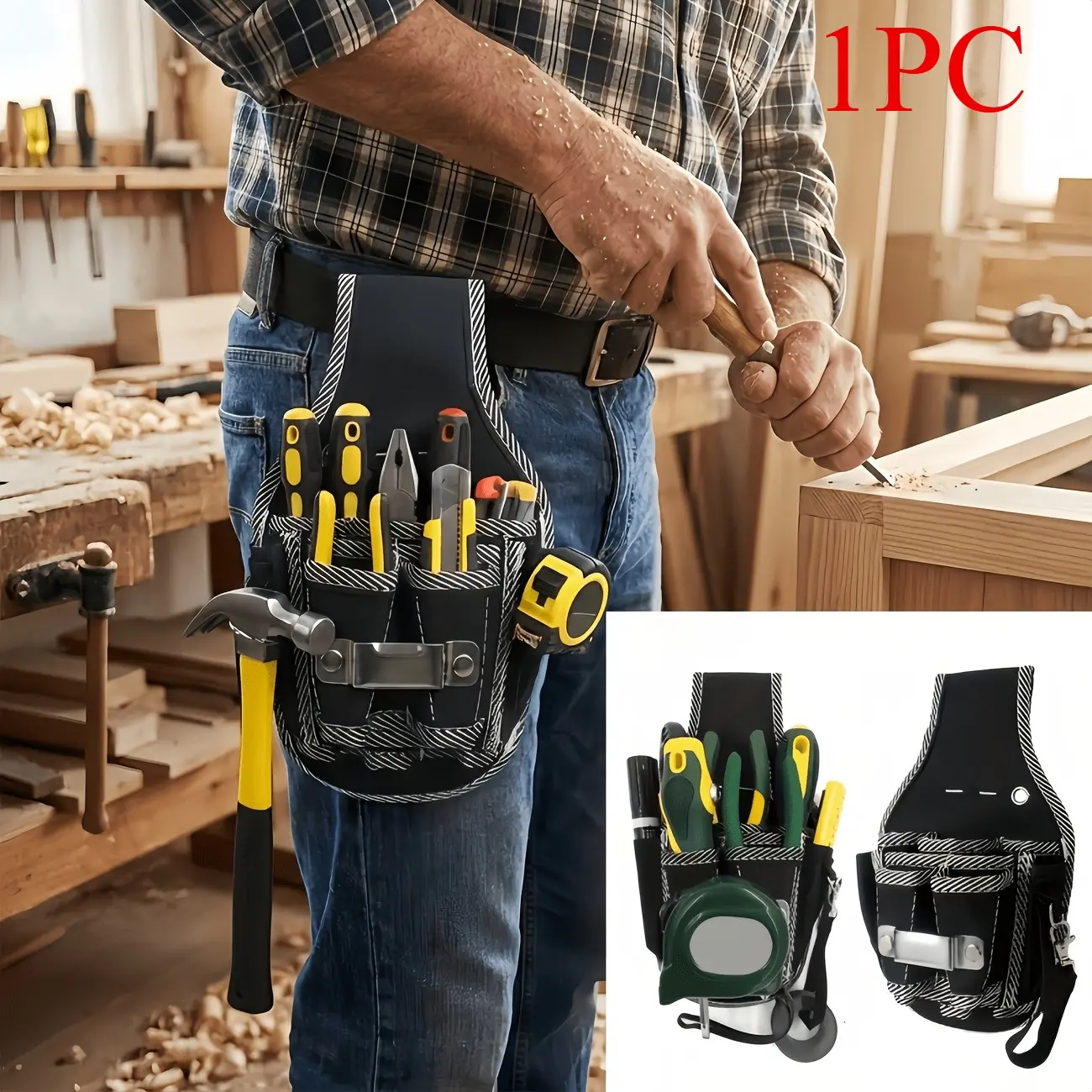 Durable 9-in-1 Multi-Function Tool Belt Pouch — Nylon Waist Bag for Tools; Multi-Pocket Design Ideal for Maintenance and Construction; An Ideal Hardware Storage Bag with Multiple Compartments; Tool Organizing Bag