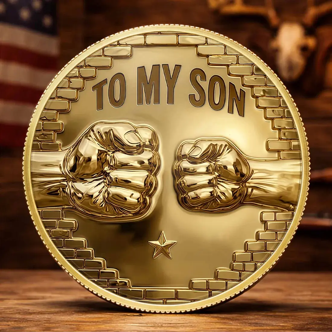 Coin for Son, Inspirational Fist Bump Design, Father's Day, Graduation, Birthday Gift, Collectible Memorial Coin