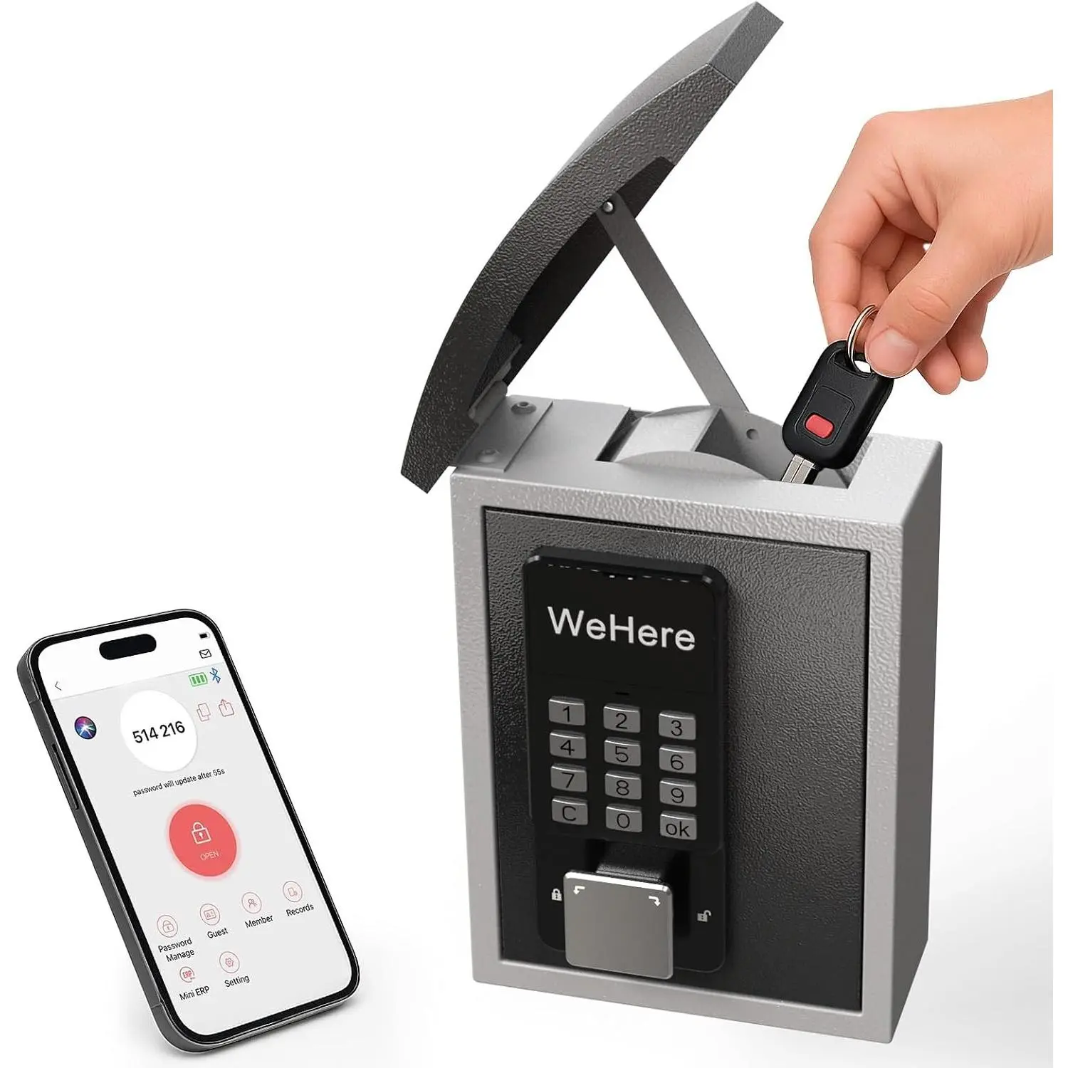 Key Lock Box with Drop Slot, Wall Mount Porch Key Safe, Smart Key Lockbox for Outdoor House, Realtors, Apartment, Store, Multiple Unlocking Ways