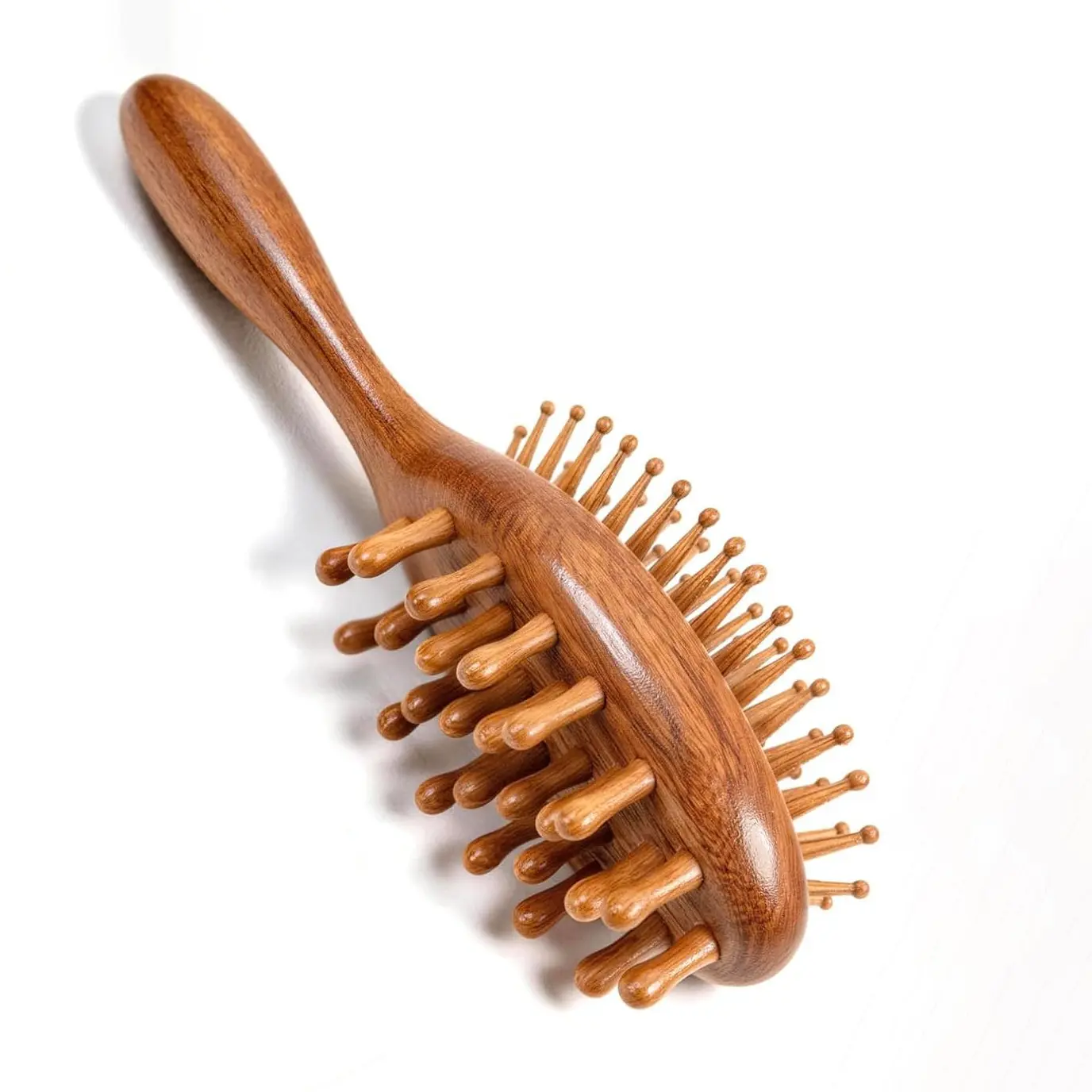 Sandalwood Cushion Comb, Portable Head Massage Brush, Acupressure Airbag Comb, Anti-Static Wooden Comb, Compact Design