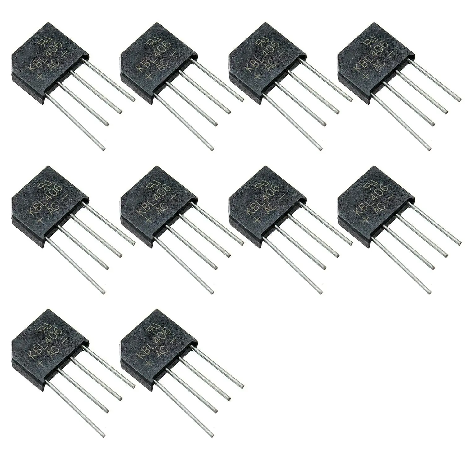 10pcs Single Phase 4A 600V 4-Pin Silicon Bridge Rectifiers