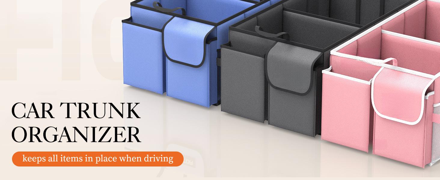 Trunk Organizer, Sturdy Foldable with Cooler for Car & SUV, 3 Compartments, Black, 30.90"*12.60"*10.63"