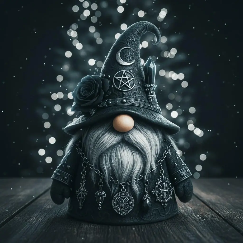 Occult Gothic Gnome Figurine 4.92", Dark Magic Resin Decor, Baphomet Statue Aesthetic, Creepy Halloween Gnomes, Pagan Altar Witch Decor, Decorative Sculptures