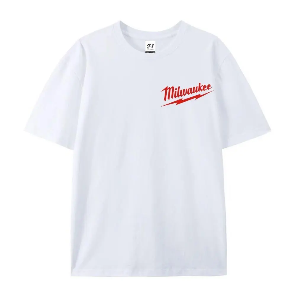 Milwaukee Skull Hard Hat Oversized Cotton T-Shirt, Front & Back Workwear Graphic Tee, Comfort Casual Fashion Outfit, Perfect Tradesman Gift, Ideal Labor Day Holiday Outfit