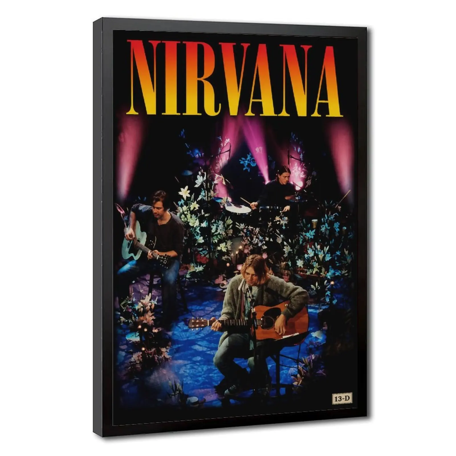 Vintage Music Wall Art Poster, Nirvana Kurt Cobain Concert Print, Grunge Aesthetic Canvas Artwork, Alternative Rock Room Decor, Retro Bedroom Music Studio Wall Decoration