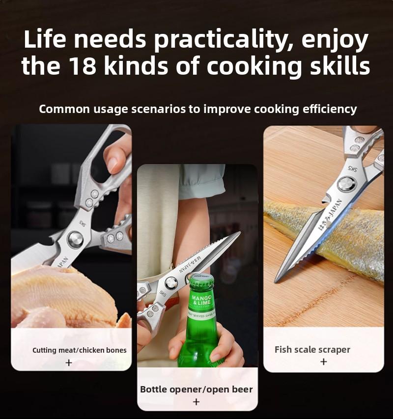 High-quality scissors Kitchen Scissors All Purpose - Stainless Steel Kitchen Shears, Sharp Silver Meat Scissors, Dishwasher Safe, Heavy Duty Poultry Shears, Japanese Cooking Scissors for Food, Chicken Bones, and Turkey – Perfect Father's Day Gift!