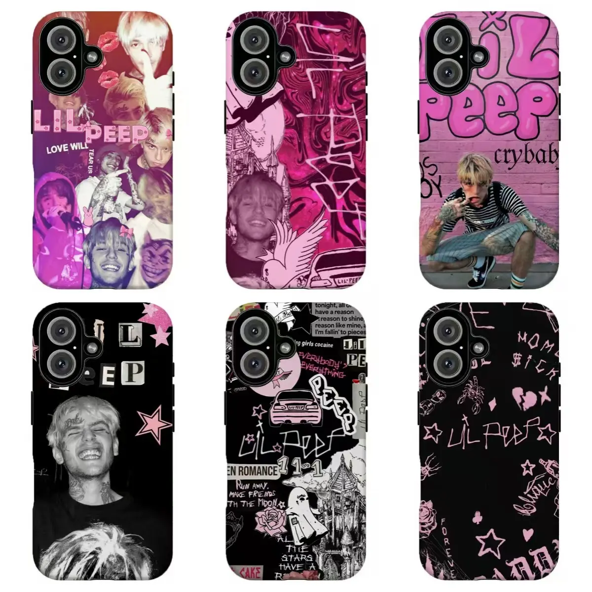 FL-Hot Pink Li1 Peep Phone Case,Pink Black Y2K Emo Rap Aesthetic Graffiti Crybaby Graphic Protective Cover For iPhone 17 Pro Max 16 15 14 13 12 11 8 7 Plus for Samsung S26 Ultra S25 24 23 22 21 Case-Perfect Holiday Gift for her/him/fans
