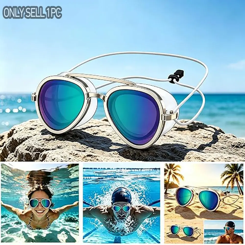 Anti-Fog Swim Goggles, Wide Panoramic Lens, Anti-Leak Soft Seal, Unisex, for Swimming Training and Competitions, Beach Use