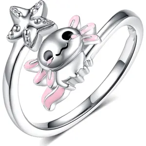 Axolotl Ring Cut Axolotl Adjustable Rings Animal Valentine'S Day Birthday Party Gift Jewelry, for Teenager, For Teenager