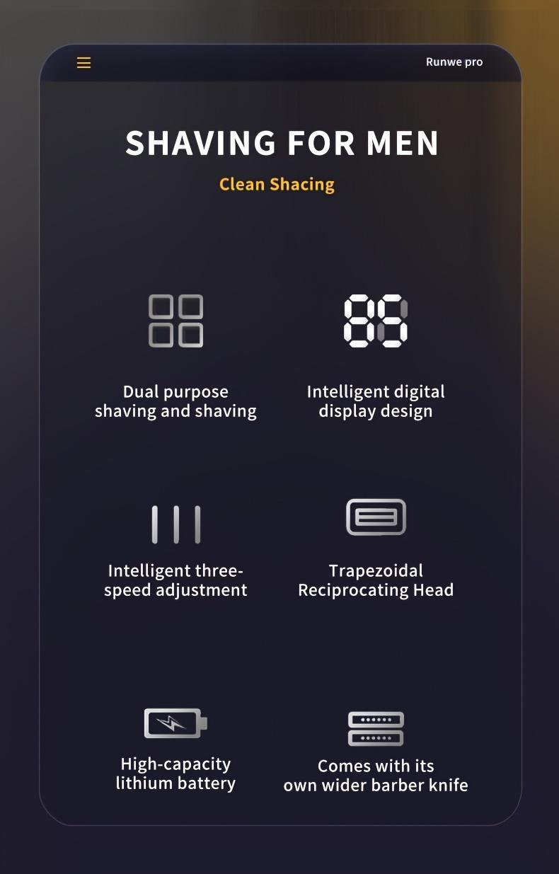 Professional USB Rechargeable Electric Razor - 2-in-1 Bald Hair Trimmer - Gentle Beard Hair Trimmer - Electric Razor Band Barber Clippers - Aluminum Foil Head - Festivals & Christmas Gifts