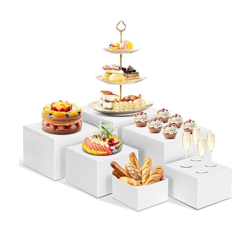 Transparent Square Cake Stand for Parties, Reusable Cake Base Holder, Bakery Display Tray, Wedding Party Service Tray, Party Dessert Stand, Plastic Cake Stand, 3-10 Inches