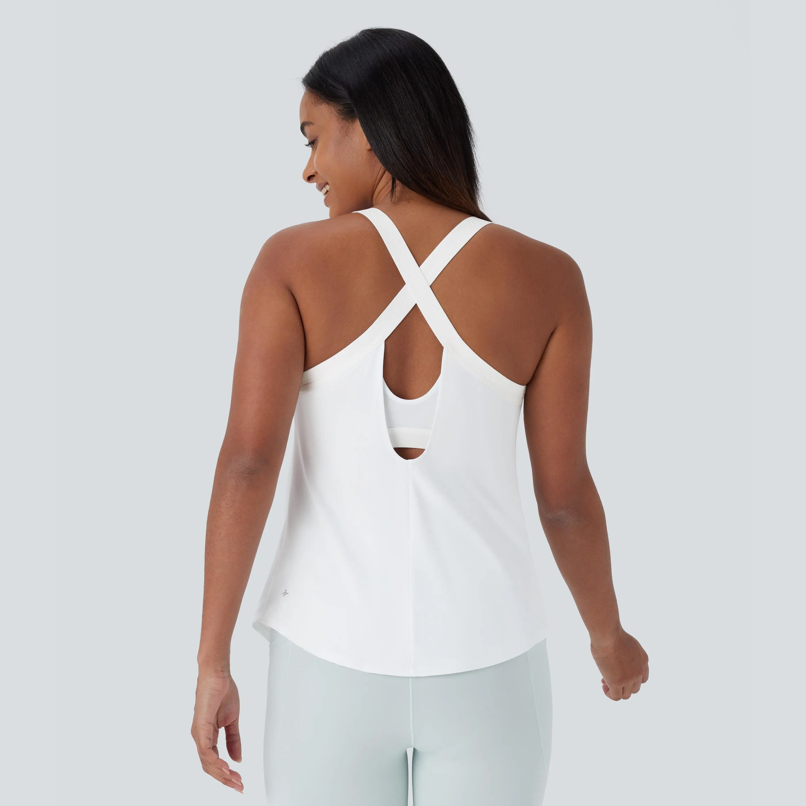 Halara U Neck Curved Hem InstantCool Yoga Tank Top-UPF50+