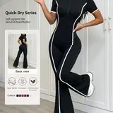 Women's Colorblock Zipper Fall Winter Fleece Lined Knit, Long Sleeve Slim Fit Casual Fashion Jogger Pants, Jumpsuit Fall Outfit