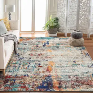 Abstract Area Rug – Modern, Large, Soft & Machine Washable – Non-Slip Carpet for Living Room, Bedroom, Dining Room, Entryway – 5x7, 8x10, 9x12