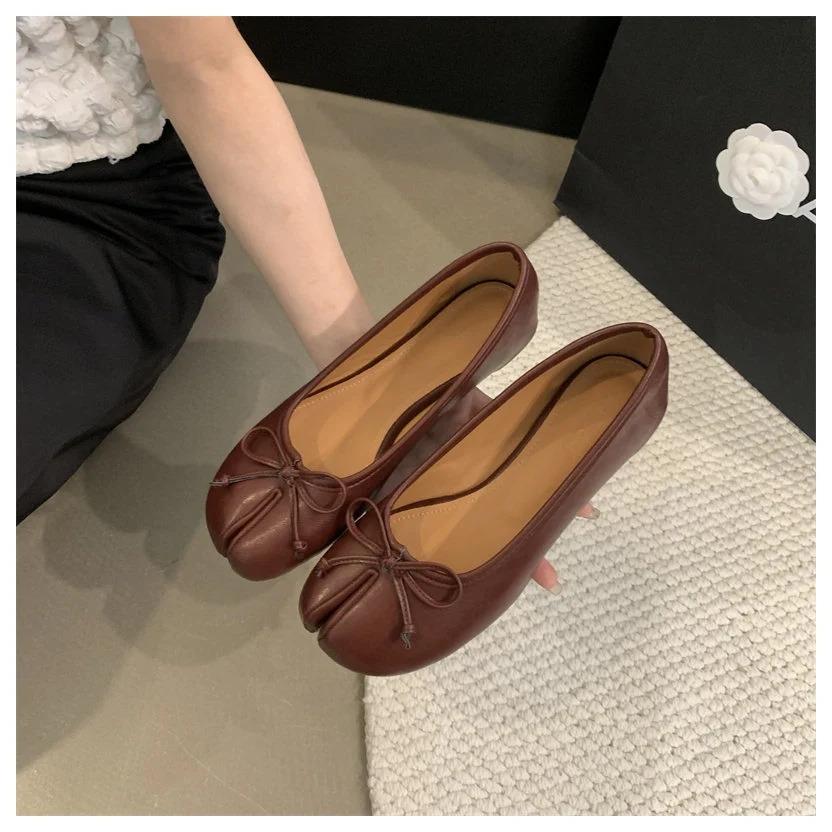 New Women Flats Soft Ballet Shoes Slip On Loafers Soft Moccasins Tabi Ninja Casual Shoes Mujer Ladies Shoes Bow Knot Mujer