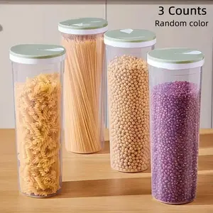 3pcs Round Noodle Storage Containers, Food-Grade Sealed Canisters for Pasta and Grains, Ideal Kitchen Organizers