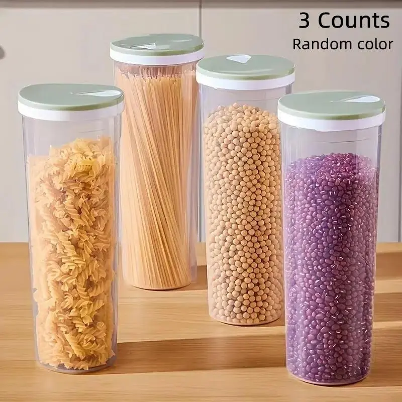 3pcs Round Noodle Storage Containers, Food-Grade Sealed Canisters for Pasta and Grains, Ideal Kitchen Organizers