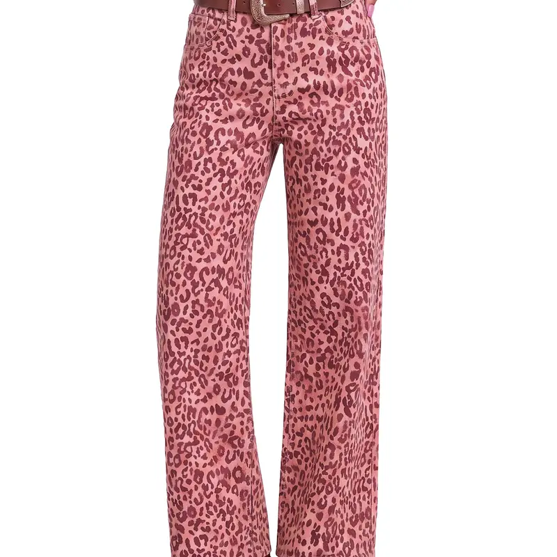 luvamia Wide Leg Jeans for Women High Waisted Leopard Cheetah Denim Pants | Adjustable Back Cinched Waist, Stretchy Jeans for Women Trendy, 90s Baggy Straight, 29.5 Inch Inseam, Casual Western Outfits