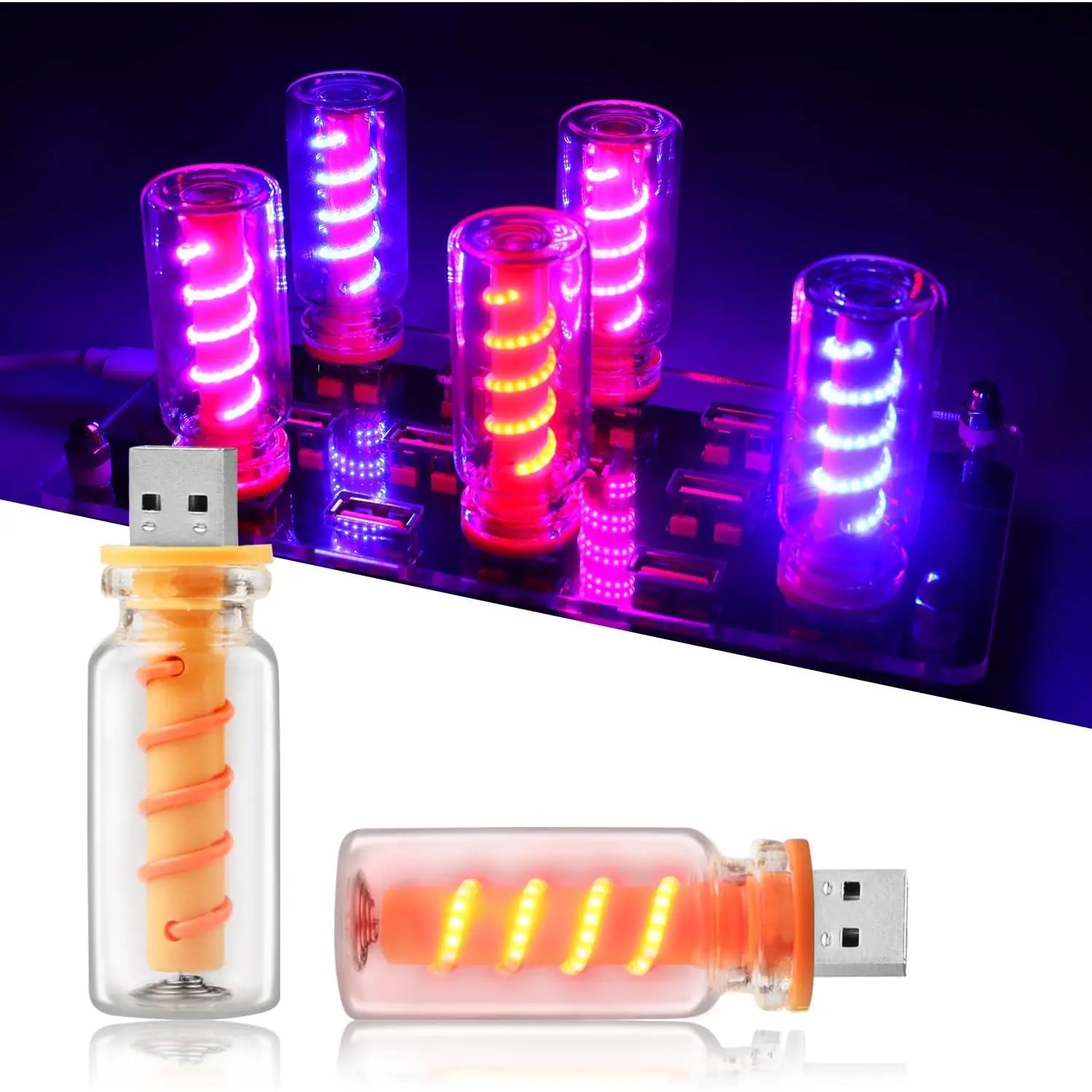 2 count [Retro Playful Style] USB Lights for ,  Adjustment Lights, Plug in USB  Interior Ambient Light, Mini Spiral LED USB Night Light for Camping, Christmas Decoration, Party (Red)