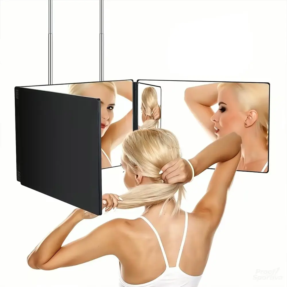 Premium LED Tri Fold Makeup Mirror Easy Storage Foldable Vanity Mirror with Light for Home Dressing Table Travel Portable High End Sense Cosmetic Mirror for Daily Makeup