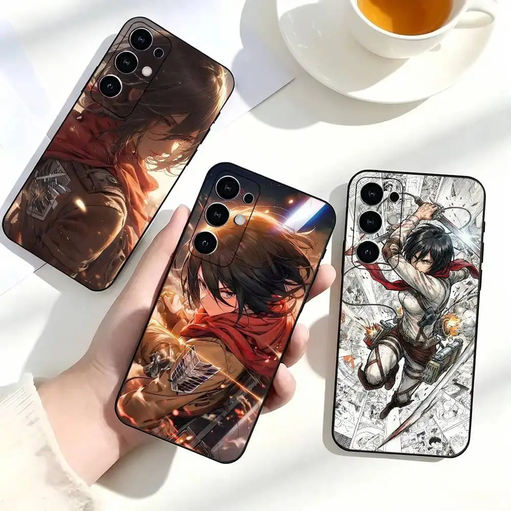 Mikasa Ackerman Anime Attack on Titan Phone Case for iPhone 17, 16, 15, 14, 13, 12, 11 Pro Air Plus ProMax and Samsung S26-S20 Ultra Plus FE shock-absorbing phone cases, fashionable gift.