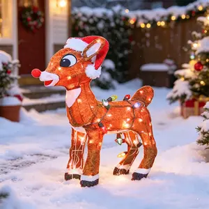 Christmas Deer Decoration with Light String Romantic Holiday Ornament Wholesale of Christmas Element Decoration