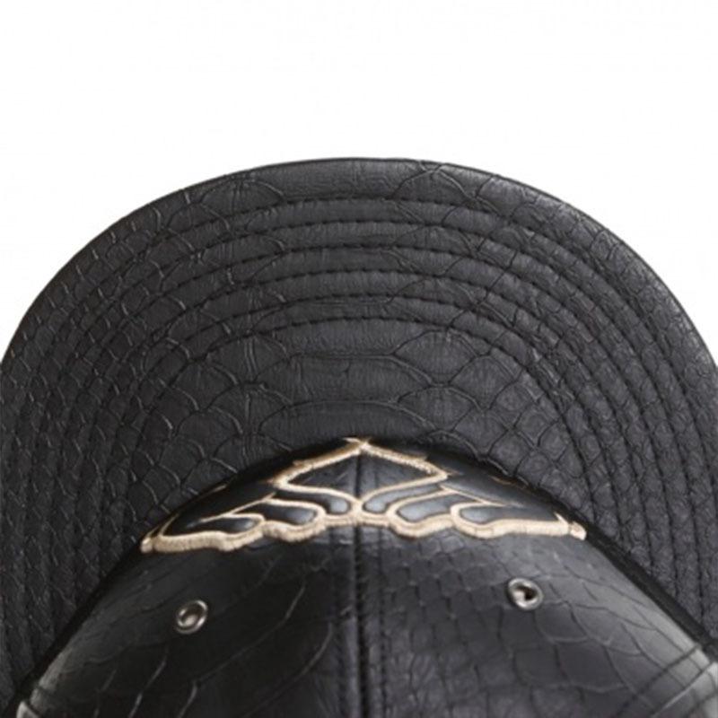 Black leather flat-brim hat for outdoor adult sports, sun protection, travel, street dance, baseball cap