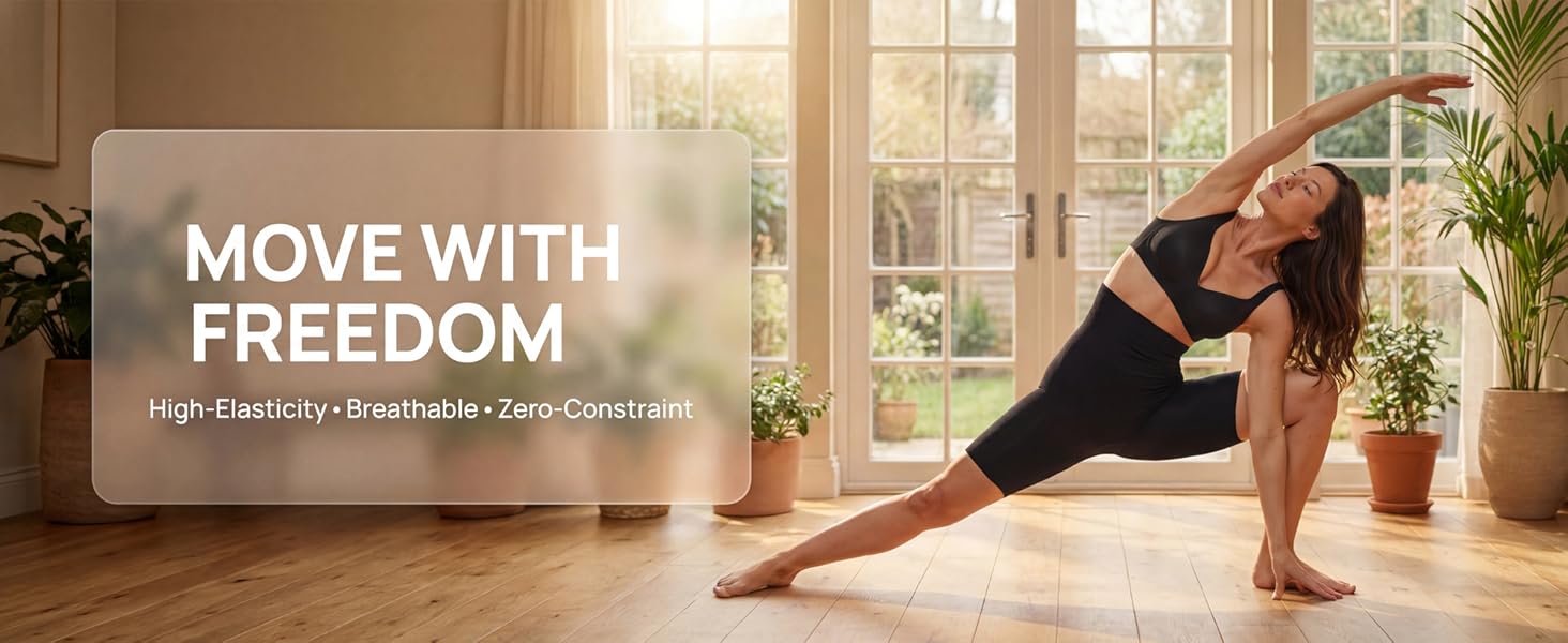 Women High Rise Tummy Control Thigh Compression Inseams Elastane Shorts for Biker Yoga Running Gym and Workout