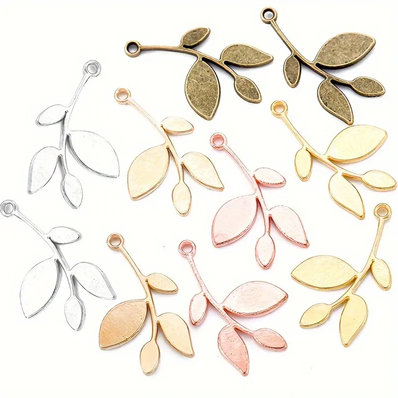 50pcs Leaf Alloy Accessories Fall Series Vintage Leaf Pendants Charms Bulk Diy Crafts for Jewelry Making Supplies
