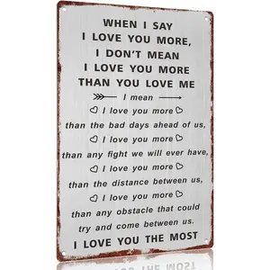 【20*30cm/8*12inch】12"x8" Rustic Aluminum Love Sign - "I Love You The Most" Heartfelt Couple Quote Design - Ideal Valentine's Gift for Him/Her
