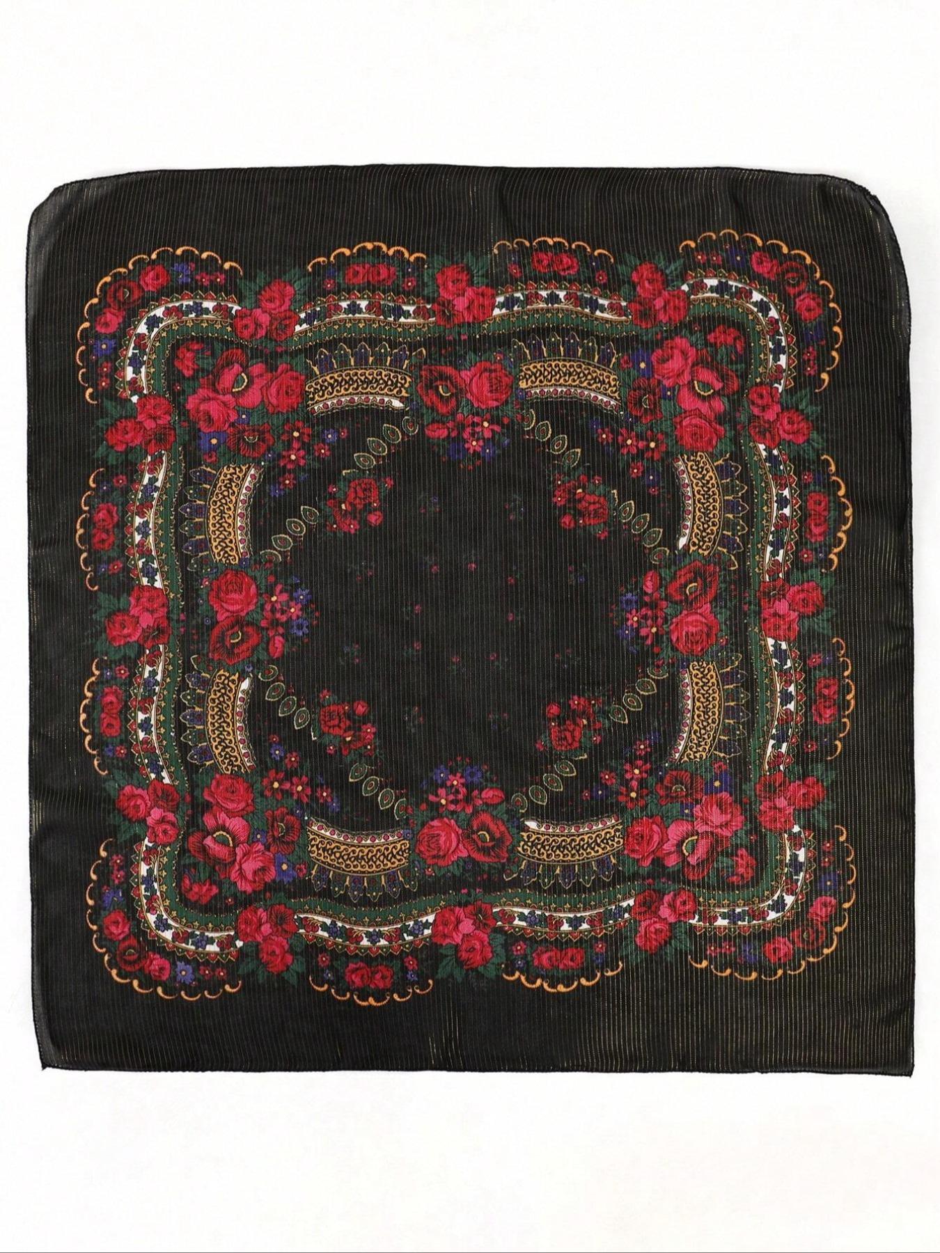 1pc Women's Elegant Multicolor Fashionable Gold Thread Printed Multifunctional Scarf For Gift Giving, Bandana Bandana,Hair Band,Head Band Ideal For Dressing Up Your Look, Boho Style Shawl, Turban Hijab, Tignon Scarf