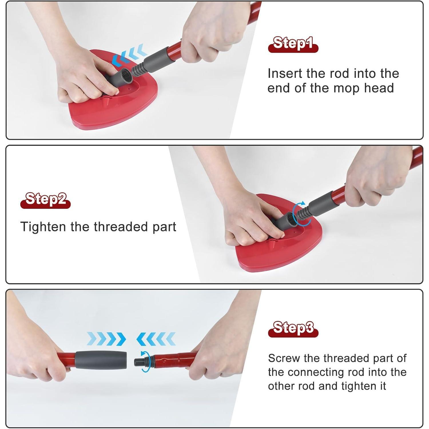 Mop Handle Replacement for Ocedar 4 Section Spin Mop Handle Compatible with Ocedar Spin Mop Refills and Brooms, 30" to 58" Mop Stick for Cedar Floor Cleaning,  Threaded Joint