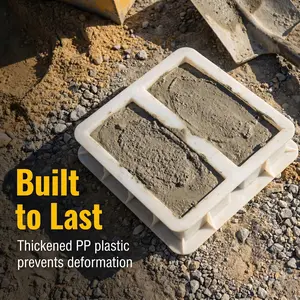 Double Chamber Concrete Block Plastic Mold, Reusable Cement Brick Prefabricated Mold, Ideal for Garden Pathways and Fences Construction