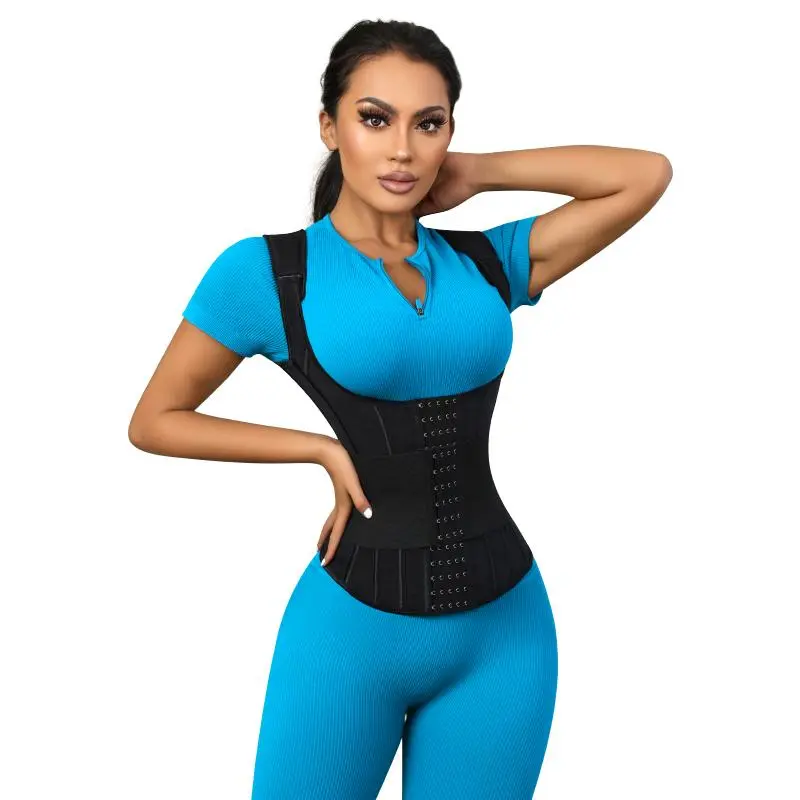 Sauna heat fabric boosts sweat to burn waist fat while correcting slouched posture