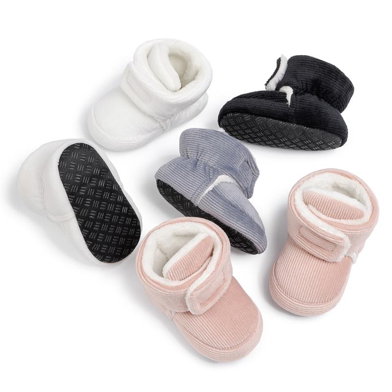 Baby Boys Girls Winter Booties Solid Color Non Slip Cozy Fleece Lining Comfortable First Walkers