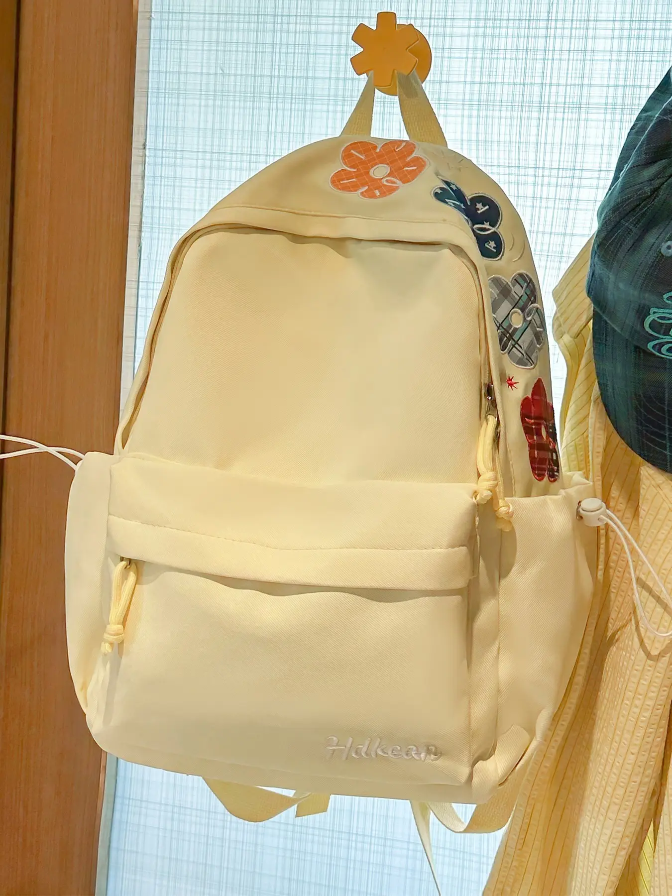 Floral Embroidered Solid Color Backpack, Fresh Student Casual Simple Large Capacity Bag, Commute Travel Versatile Bag