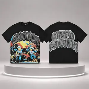 Graphic Tee MIXED EMOTION Cherub Band Angel Rhinestone Pure Cotton Large Print T Shirt Oversized Unisex Streetwear Summer Graphic Tees T Shirts For Men