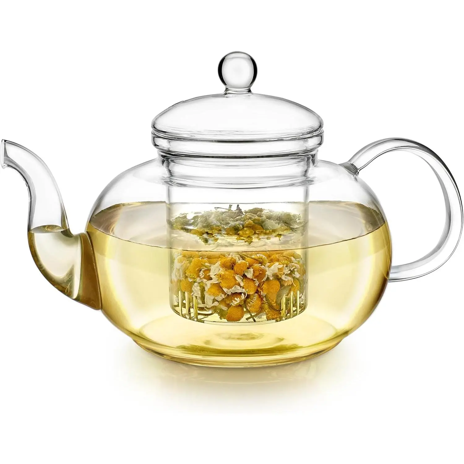 Teabloom Blossoms Glass Teapot – Stovetop and Microwave Safe Borosilicate Glass Teapot with Removable Loose Tea Glass Infuser (32 Oz) - Tea Purist's Choice