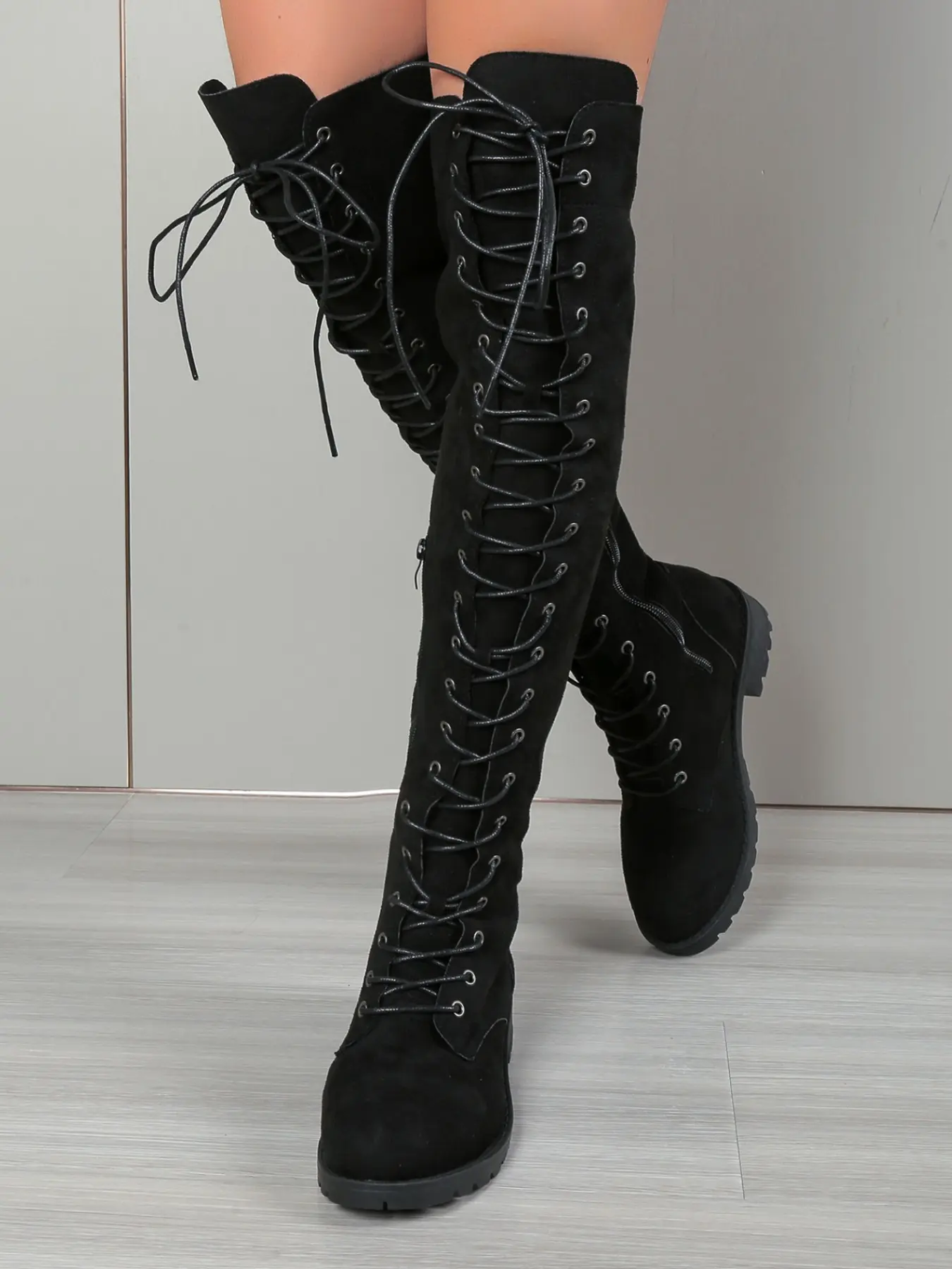 2026 Fall Winter New Women's Solid Color Casual Round Toe Zipper Laces Comfortable All-Season Shoes, Fashion Daily Wear Footwear, Daily Wear Boots