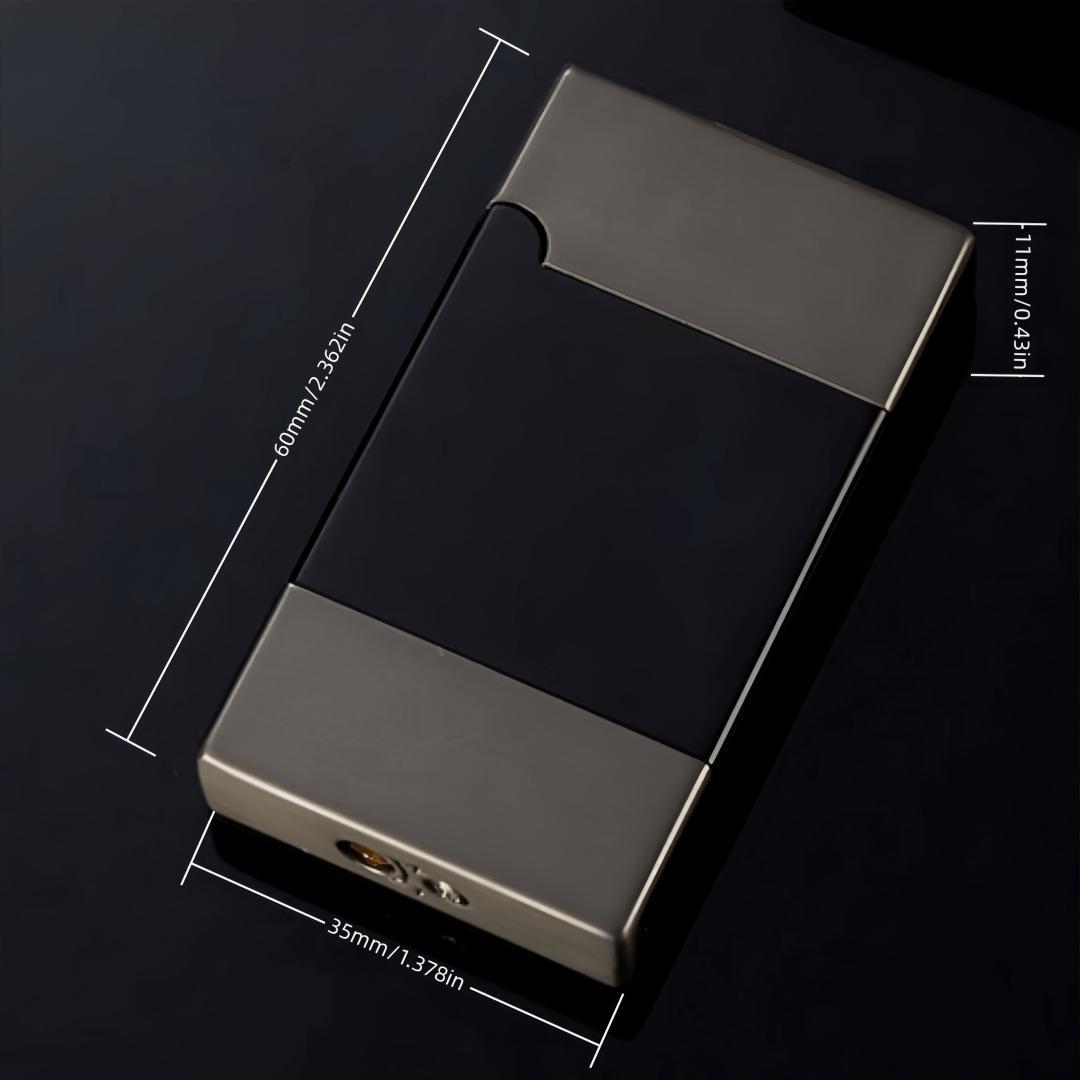 Windproof Push-Button Ignition Torch Lighter with Adjustable Green Flame, Refillable Butane Metal Jet Lighter, Portable Direct Flame, Suitable for Camping, Barbecuing, Candle Lighting, And Kitchen Use (Butane Not Included), Without Battery