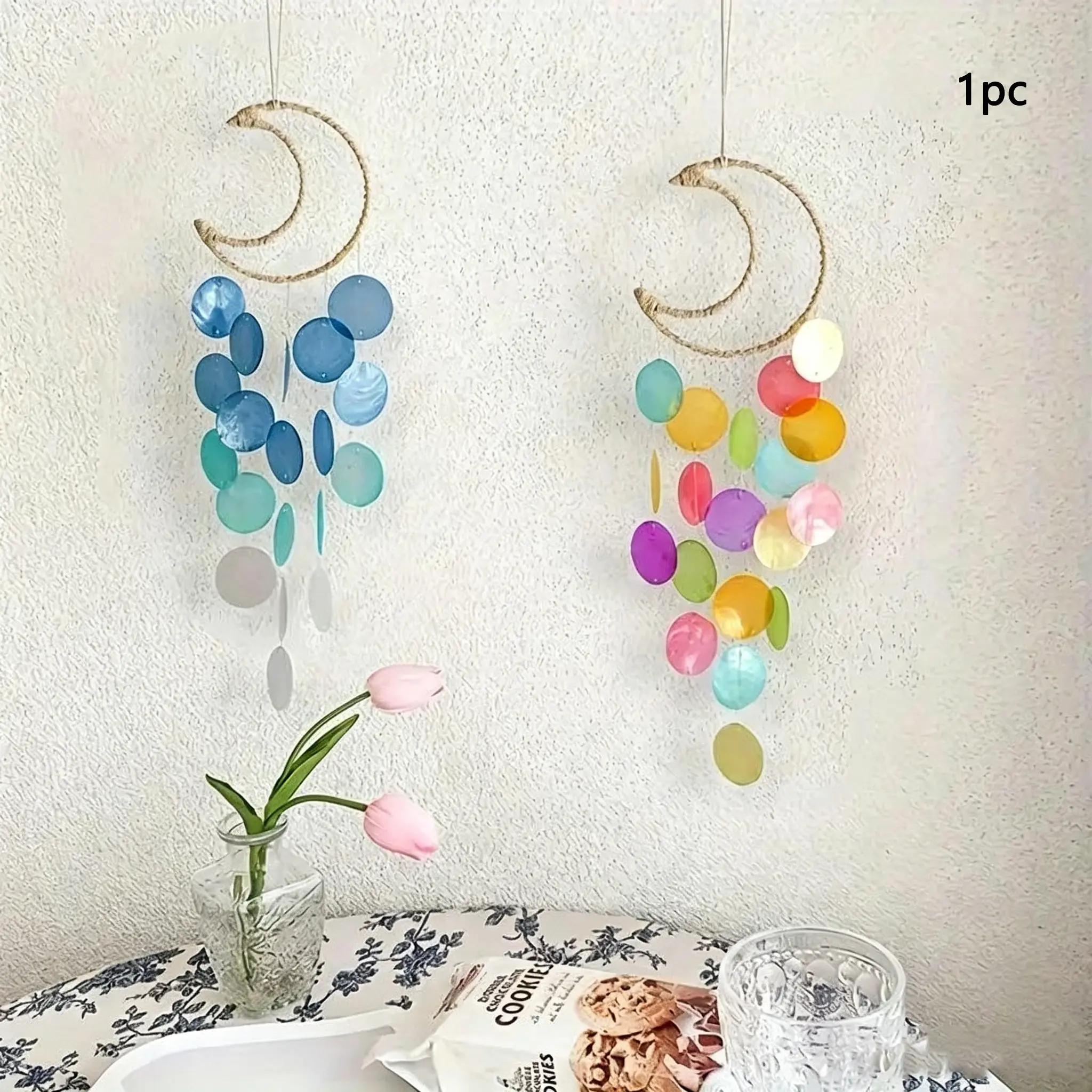 Natural Seashell Suncatcher Wind Chime, Unique Home Hanging Decor, Creative Air Ornament Perfect Gift, Decorative Hanging Ornaments, Hanging Room Decor