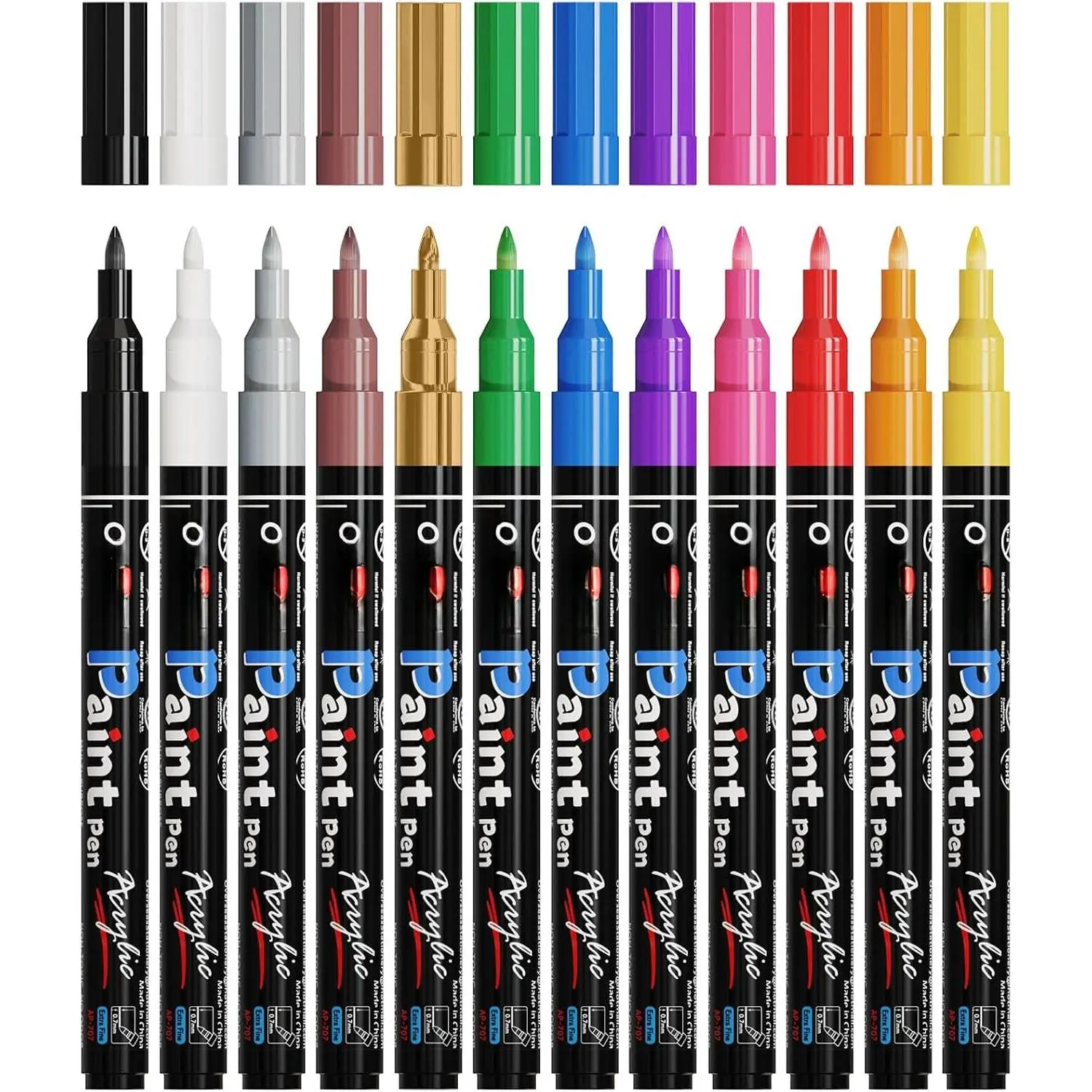 Markers Extra Fine Tip, 12 Colors  Pens Set | , Quick Dry, Fade Resistant, Water Based  Permanent Markers for , Rock, Metal, Plastic, Glass, Leather